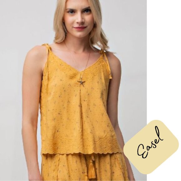 Easel Los Angeles Tops - Easel Printed Cotton Voile Cami Top NWT